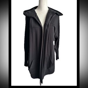 BEYOND YOGA Women's Black Open Front Open Back Cooldown Hoodie Sz L